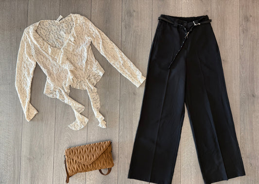 Pantalone nero vita alta