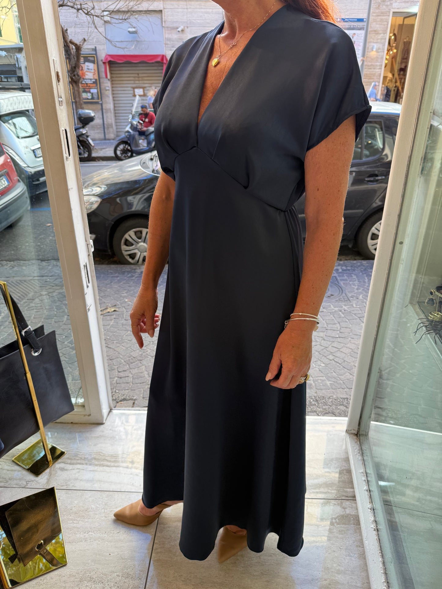 Vestito blu lungo