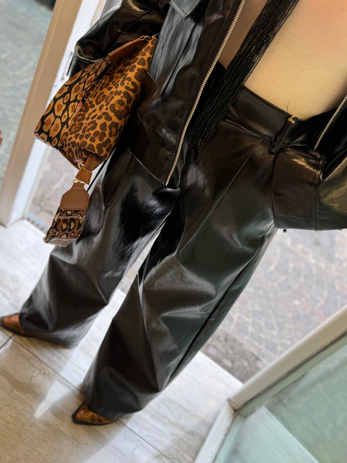 Pantalone palazzo vinile