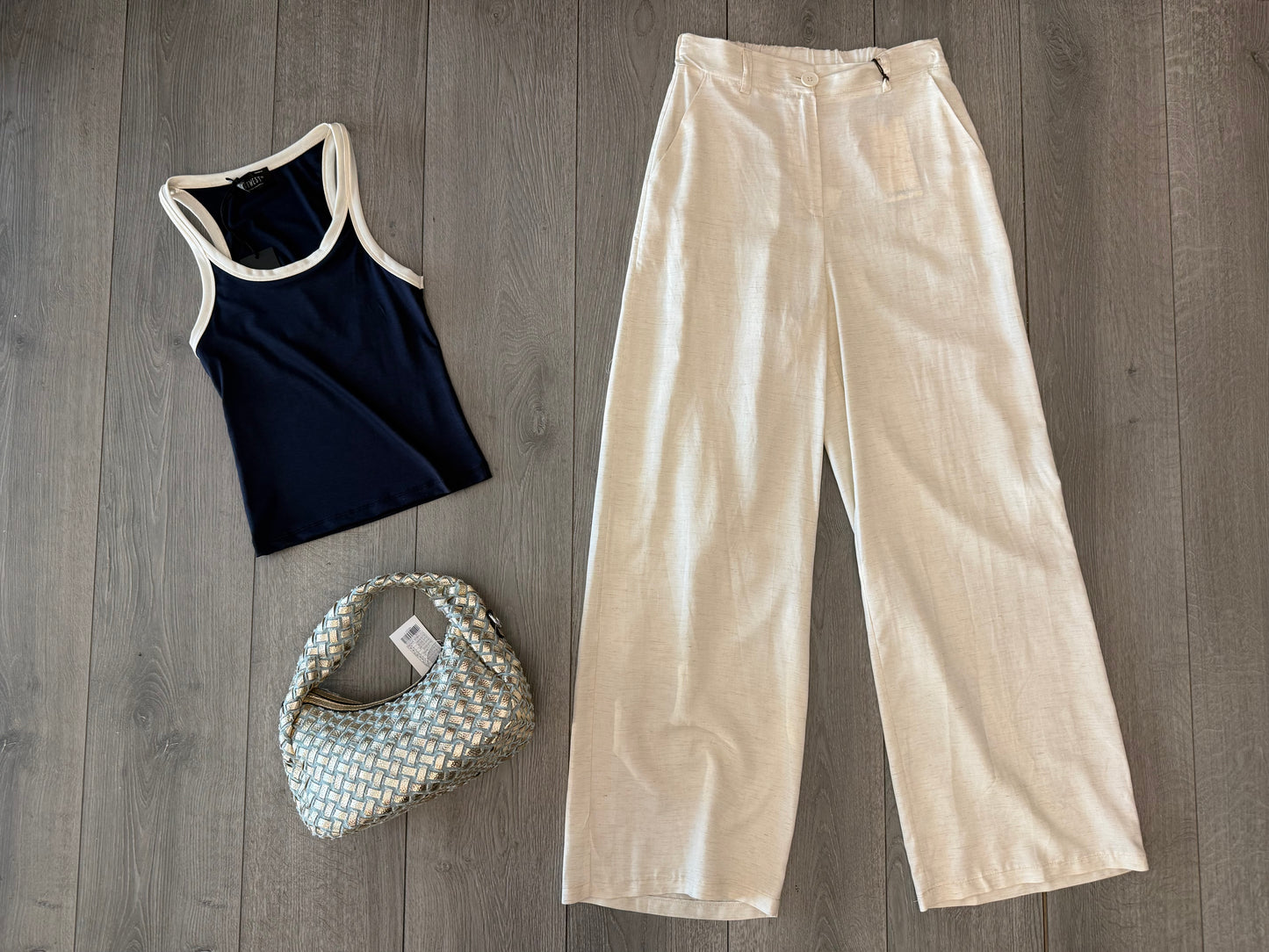 Pantalone lino beige