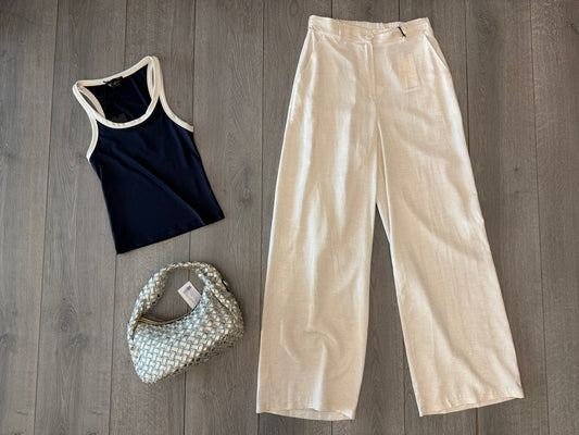 Pantalone lino beige