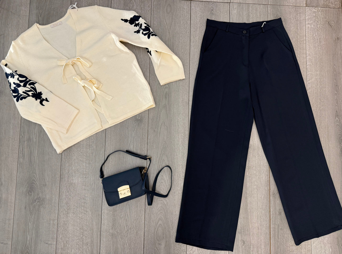 Pantalone blu palazzo