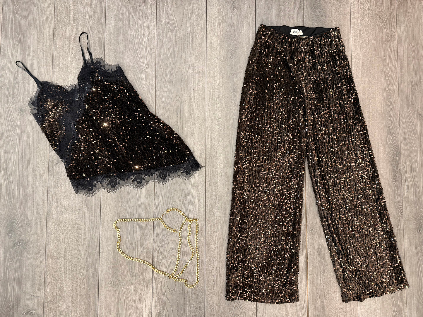 Pantalone palazzo paillette