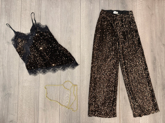 Pantalone palazzo paillette